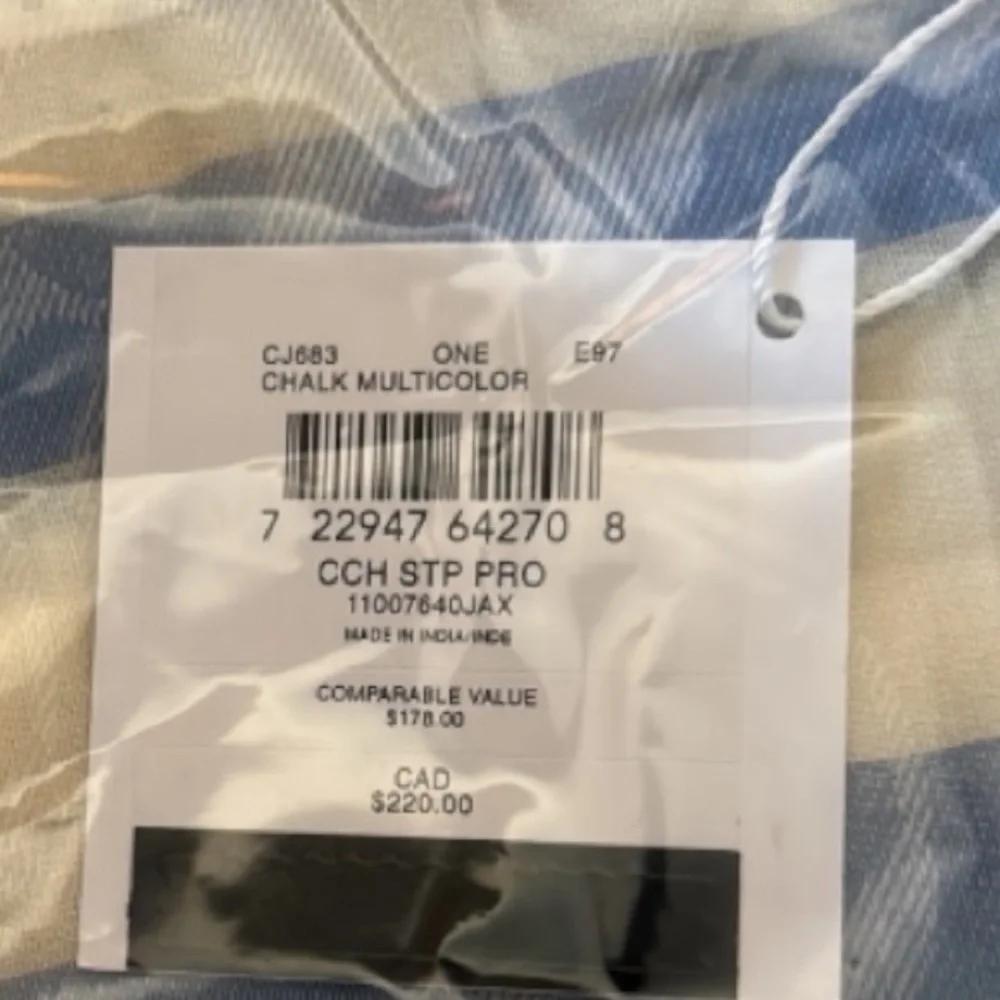 Coach Striped Pareo Scarf With Fringe: Chalk Multicolor NWT